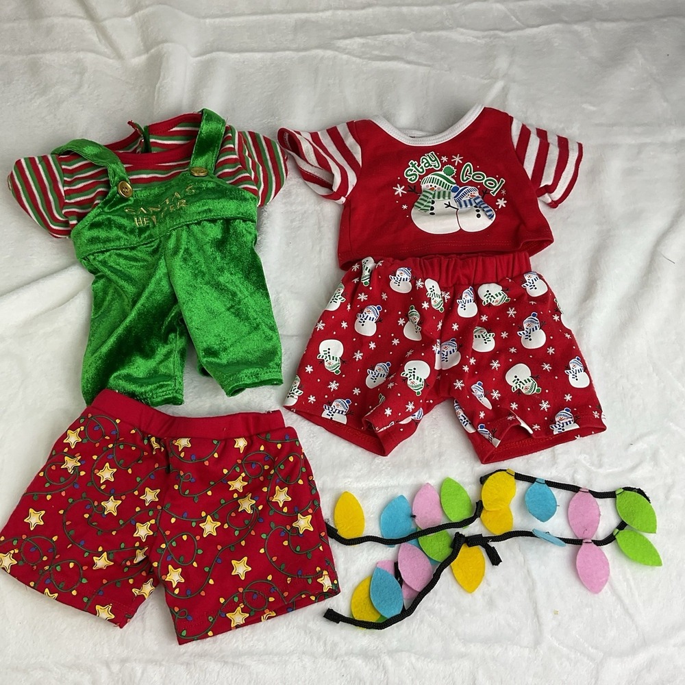 Build A Bear Christmas Holiday Lot "Stay Cool" & "Santa's Helper" Clothing BABW‎